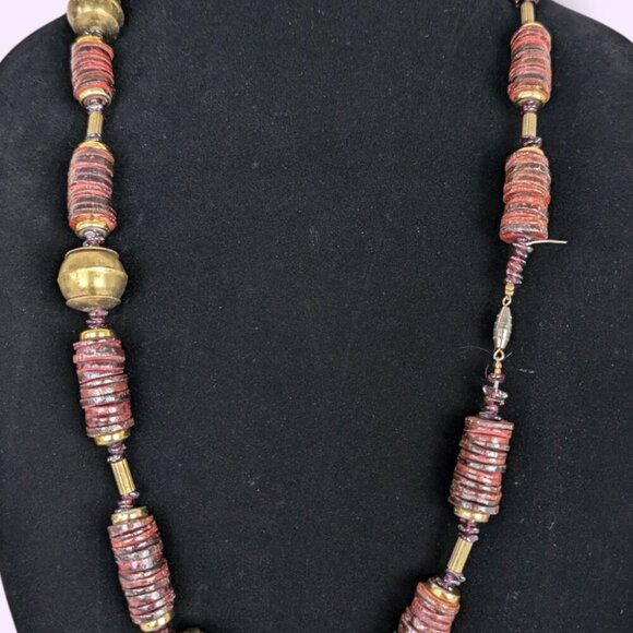 Vintage African Heishi Vinyl Beaded Necklace - Picture 4 of 5
